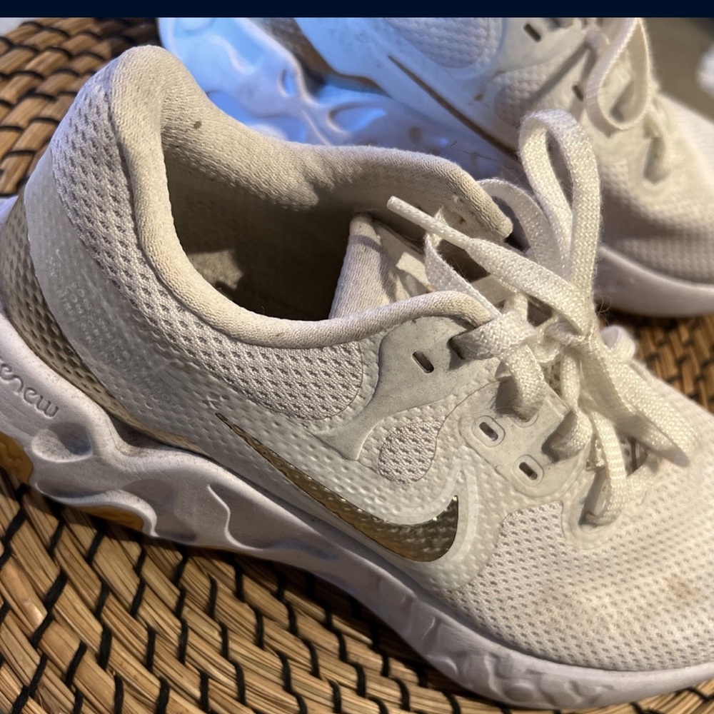 White and gold Nike size 6.5